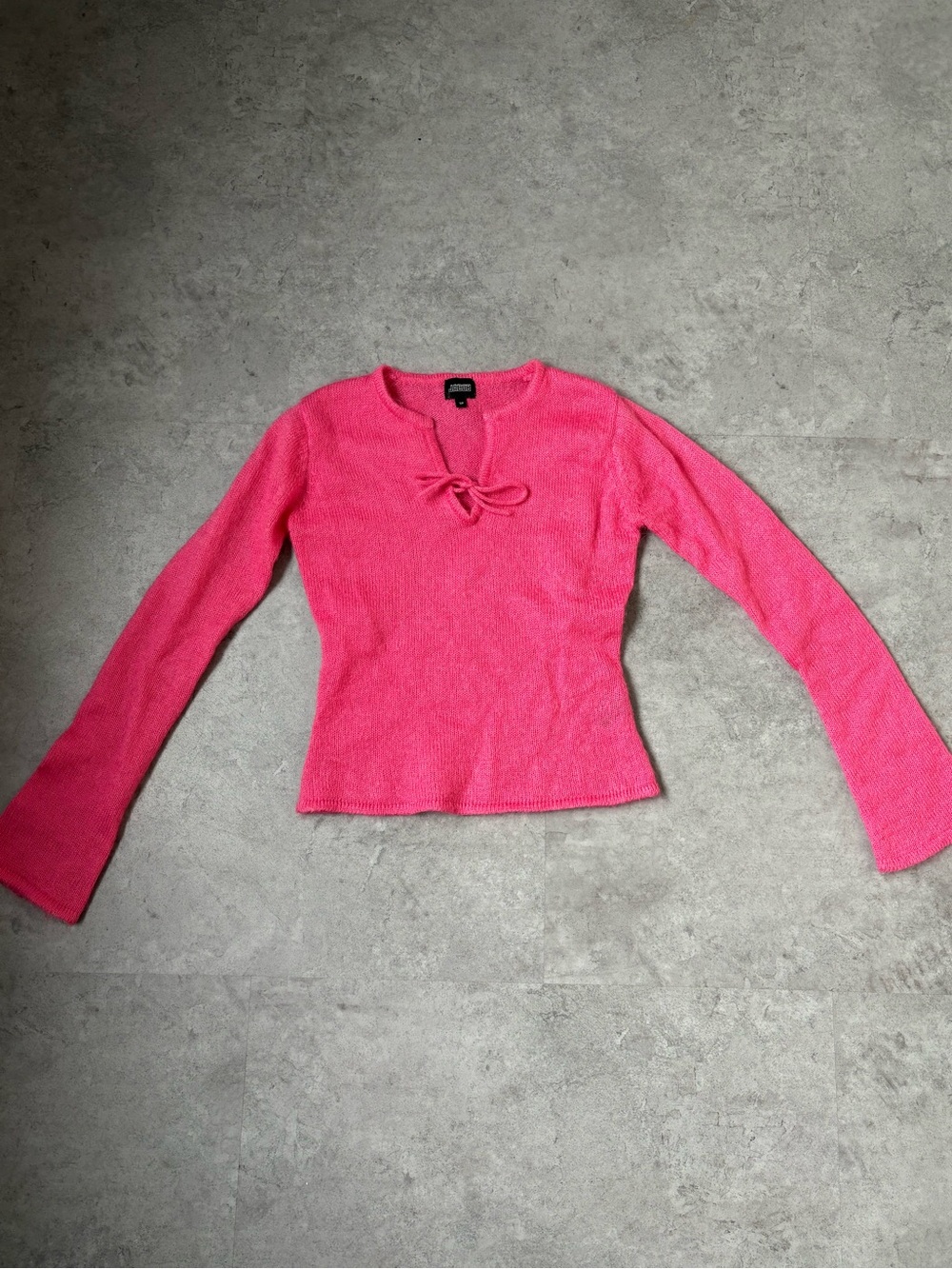 Women’s Pink Tie-Neck Knit Top